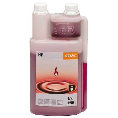 STIHL HP 1lt two-stroke engine oil with measuring tape