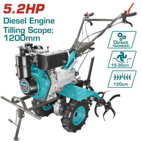 Total TDC12001 Τετράχρονο Σκαπτικό Πετρελαίου 5.2hp/247cc