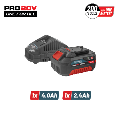 BORMANN Pro BBP9940 Starter Kit 20V, Μπαταρία 4.0Ah & Φορτιστής 2.4Α
