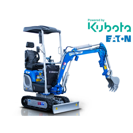 Μίνι τσαπάκι 1.2T, Diesel Kubota, με περιστροφή στην μπούμα, πτυσσόμενες ερπύστριες, πλαϊνούς μοχλούς χειρισμού και γραμμή σφύρας EB12-PRO