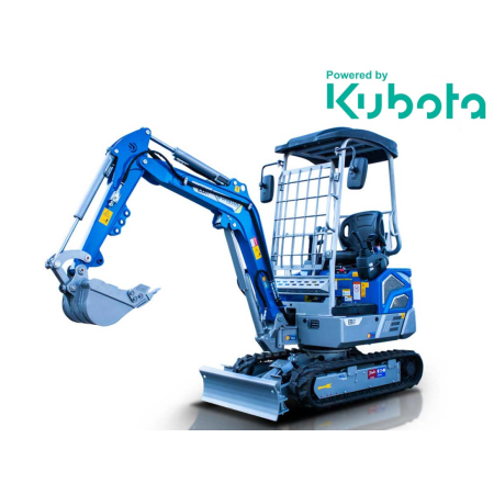 Μίνι τσαπάκι 2.1T, Kubota Diesel, με περιστροφή στην μπούμα, πτυσσόμενες ερπύστριες, πλαϊνούς μοχλούς χειρισμού και γραμμή σφύρας EB21-PRO