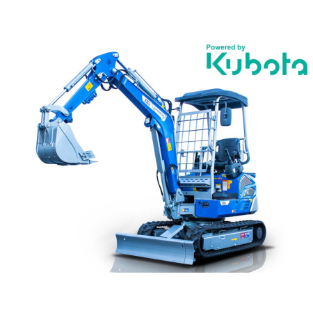 Μίνι τσαπάκι 2.4T, Kubota Diesel, με περιστροφή στην μπούμα, πτυσσόμενες ερπύστριες, πλαϊνούς μοχλούς χειρισμού και γραμμή σφύρας EB24-PRO